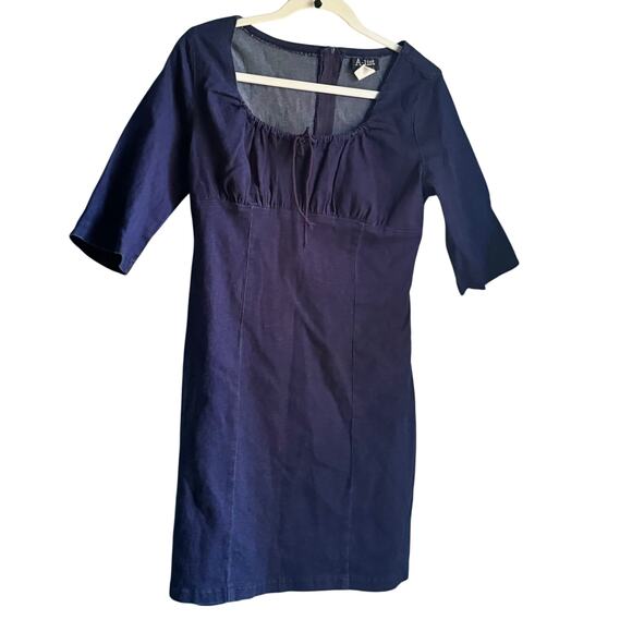 Vintage A-List by Wrapper 90s Y2K Denim Minidress Milkmaid Corset Fitted Bodice - Picture 1 of 9